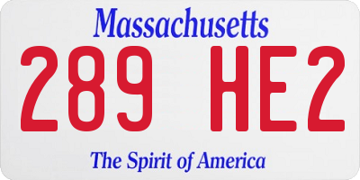 MA license plate 289HE2