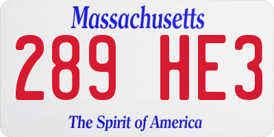 MA license plate 289HE3