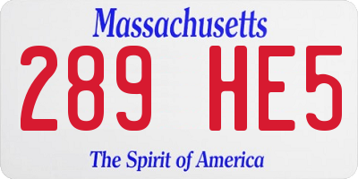 MA license plate 289HE5