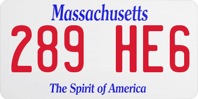 MA license plate 289HE6