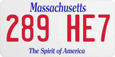 MA license plate 289HE7