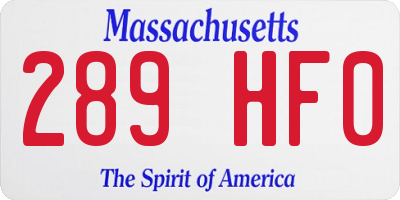 MA license plate 289HF0