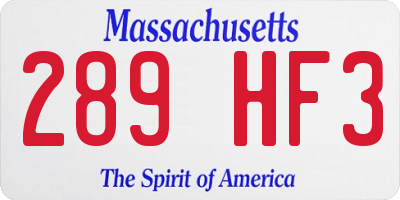 MA license plate 289HF3
