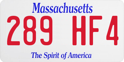 MA license plate 289HF4