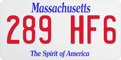 MA license plate 289HF6