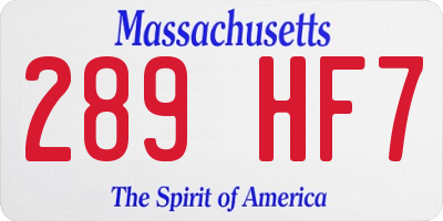 MA license plate 289HF7