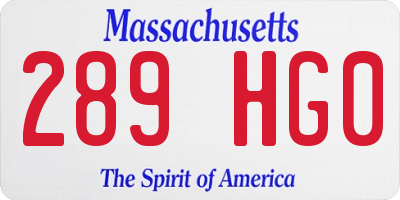 MA license plate 289HG0