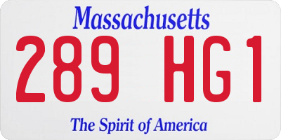 MA license plate 289HG1
