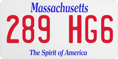 MA license plate 289HG6