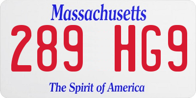 MA license plate 289HG9