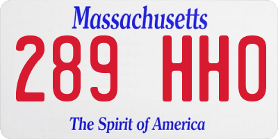 MA license plate 289HH0
