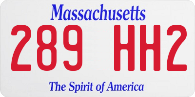 MA license plate 289HH2