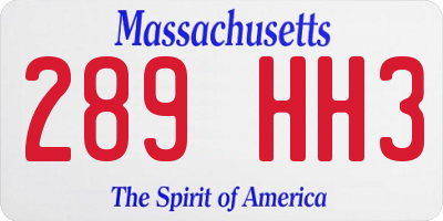 MA license plate 289HH3
