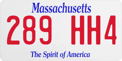 MA license plate 289HH4