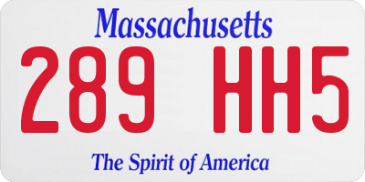 MA license plate 289HH5