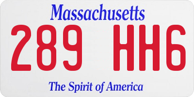 MA license plate 289HH6