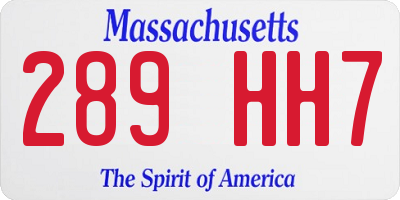 MA license plate 289HH7