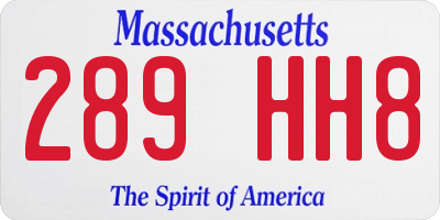 MA license plate 289HH8