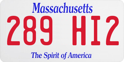 MA license plate 289HI2