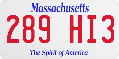 MA license plate 289HI3