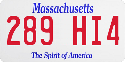 MA license plate 289HI4