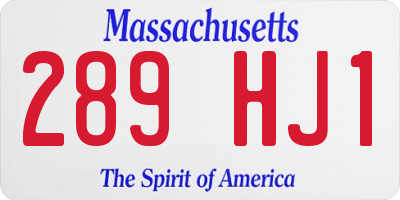 MA license plate 289HJ1