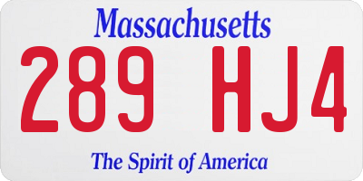 MA license plate 289HJ4