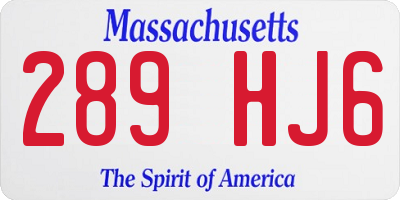 MA license plate 289HJ6