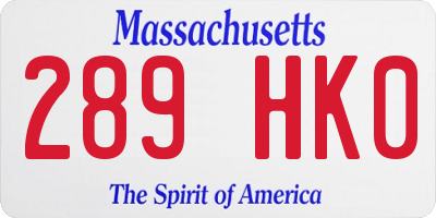 MA license plate 289HK0