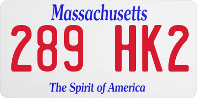 MA license plate 289HK2