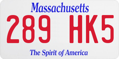 MA license plate 289HK5