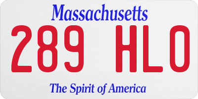 MA license plate 289HL0