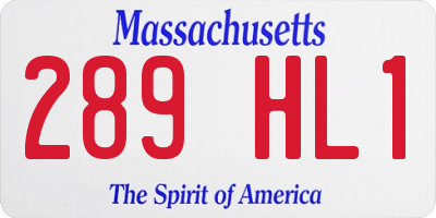 MA license plate 289HL1