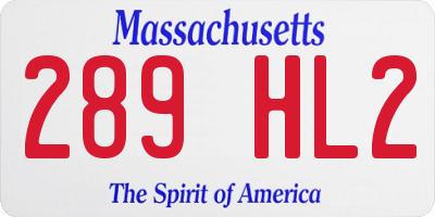 MA license plate 289HL2