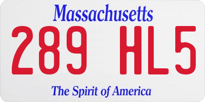 MA license plate 289HL5