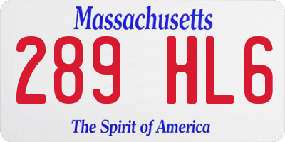 MA license plate 289HL6