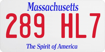 MA license plate 289HL7
