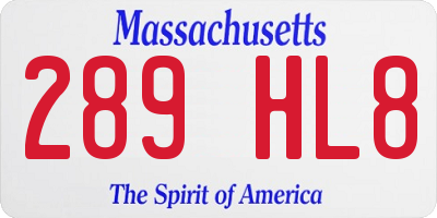 MA license plate 289HL8