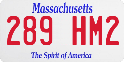 MA license plate 289HM2