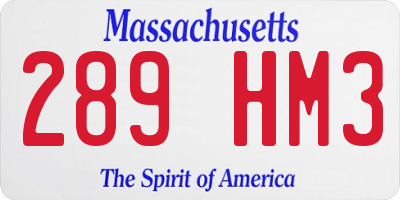 MA license plate 289HM3