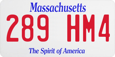 MA license plate 289HM4