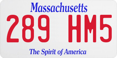 MA license plate 289HM5