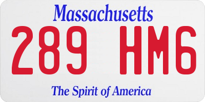 MA license plate 289HM6