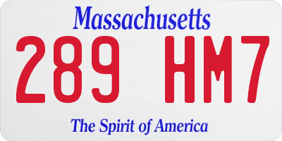 MA license plate 289HM7