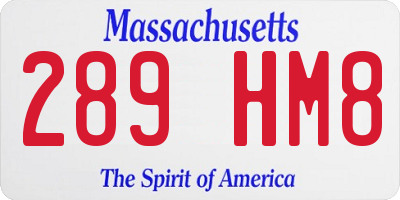 MA license plate 289HM8