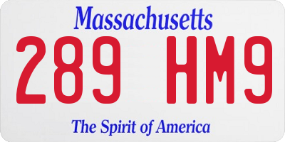 MA license plate 289HM9
