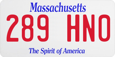 MA license plate 289HN0
