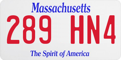 MA license plate 289HN4