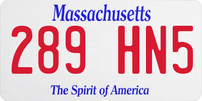 MA license plate 289HN5