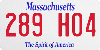 MA license plate 289HO4